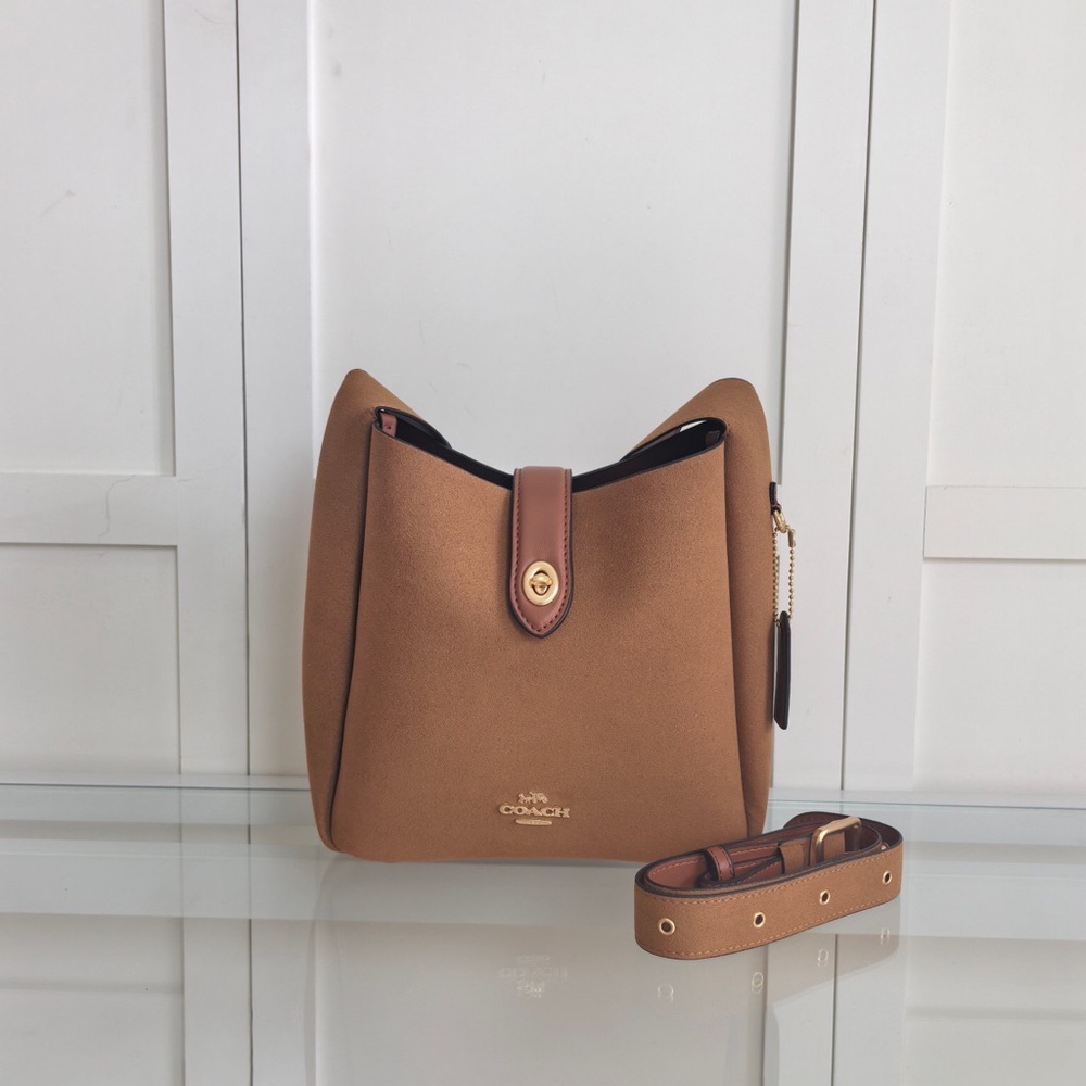 Coach Hadley Convertible Crossbody Bag Suede Brown CW004